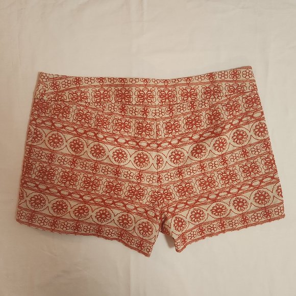 LOFT Red and Cream Floral Embroidered Shorts Size 14 - Picture 2 of 13